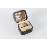 Unhallmarked Victorian gold, diamond and emerald set flower-head ring, the central emerald