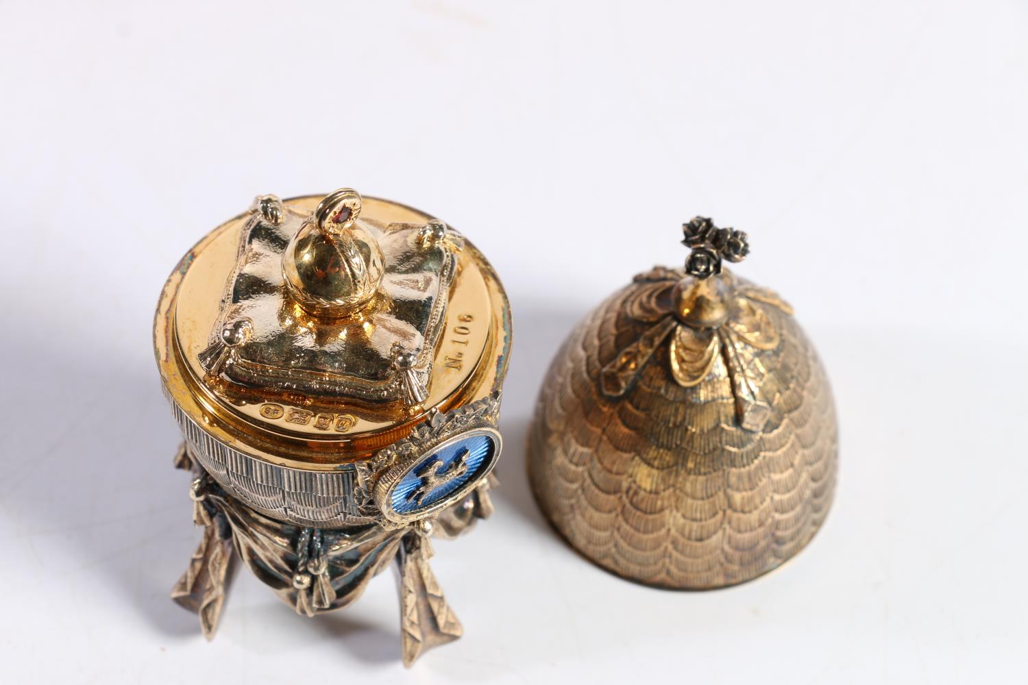 Limited Edition, Sarah Faberge, silver gilt 'Capricorn' Zodiac Egg, No. 106/500, in presentation - Image 3 of 3