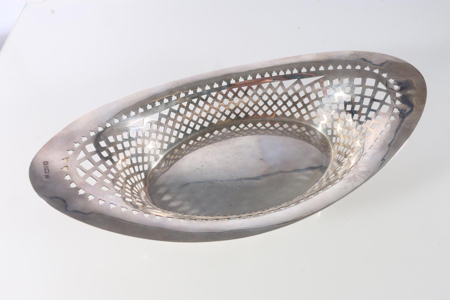 Sterling silver George V heavily pierced basket, Barbour Brothers, Chester 1911.