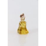 9ct gold mounted faceted bell shaped citrine intaglio seal fob 4cm.