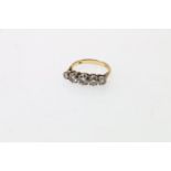 18ct yellow gold five stone diamond ring, London, size N, 4.7g.