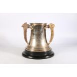 Sterling silver trophy of tyg form, Lauderdale Hunt, Point to Point, Farmers Race, 24th March