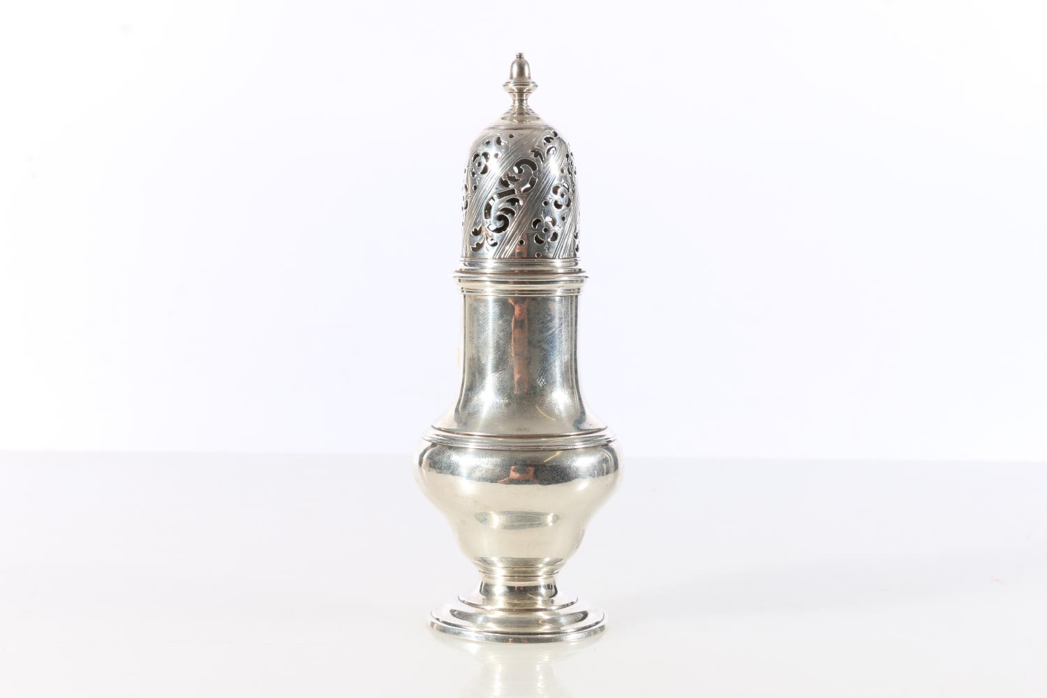 Georgian sterling silver sugar caster of plain form, H G for Hugh Gordon assay maker, Edinburgh,