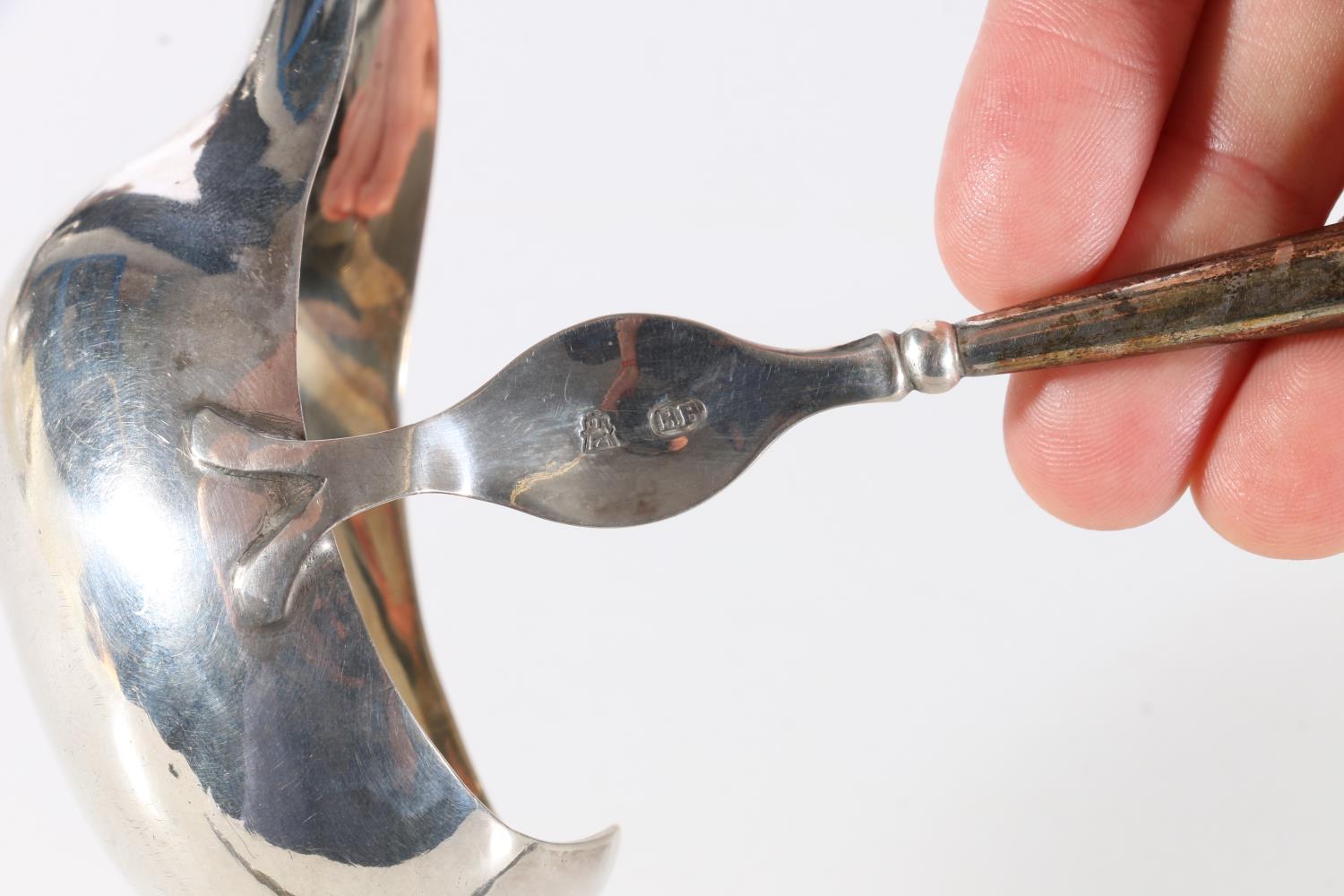 Two antique silver toddy ladles, with baleen handles, makers B B & I A? one with pouring spout. - Image 2 of 3