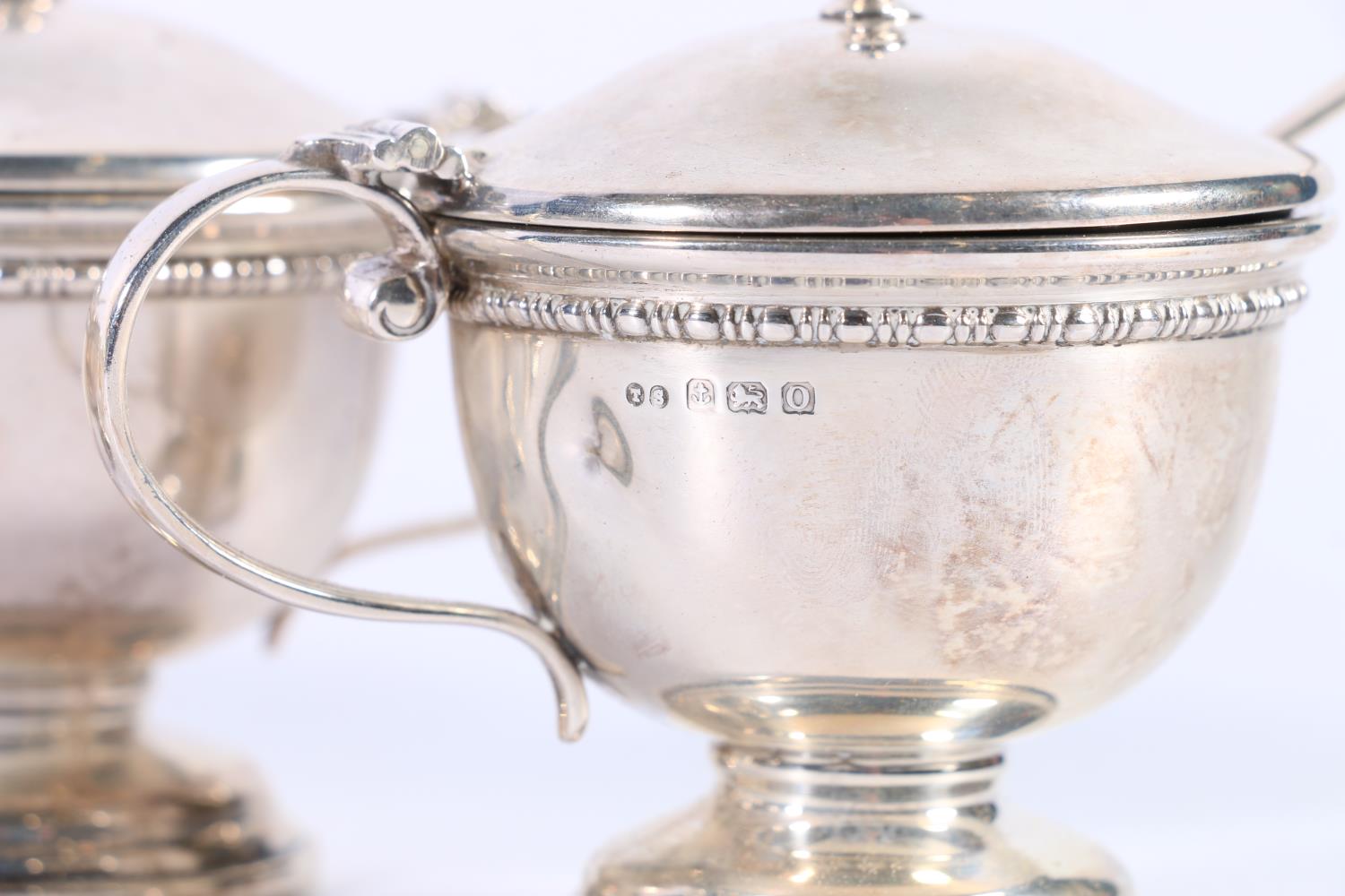 Victorian six piece sterling silver condiment set, maker T S, Birmingham 1913, 347g. - Image 2 of 2