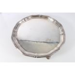 George V sterling silver salver, with wavy edged rim, Martin Hall & Co. Sheffield, 1931, 30cm