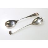 Pair of George V silver salad servers, Chester, Barker Brothers, 1911, 93.5g.
