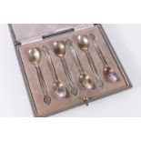 Cased set of Georg Jensen Ltd sterling silver teaspoons, acanthus pattern by John Rohde, in fitted