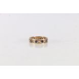 9ct gold sapphire set dress ring, size L, 3.3 grams.