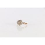 9ct gold diamond set flowerhead dress ring, size L, 2.3g.