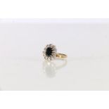 18ct gold diamond and faceted stone set dress ring, size M, 4.2g.