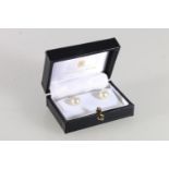 Two 18ct gold and pearl earrings in Hamilton and Inches box, 3.6 grams.