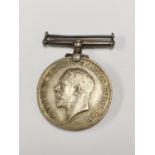 World War I campaign medal awarded to Private R Sillars, 9377, Royal Scots Fusiliers.