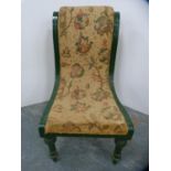 Small painted floral upholstered stuff-over gossip chair.