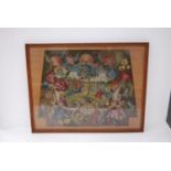 Framed and glazed Flemish-style tapestry marked 'The Death of Paris at the Siege of Troy'.