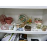 Wedgwood Jasper ware ashtray, four Lilliput Lane cottages, Jersey Pottery cup, glassware etc (one