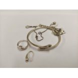 Group of 925 silver jewellery to include bangle, ring, chain, pendants etc., 40g gross.