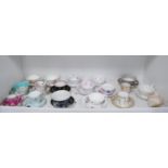 Collection of Victorian and later cabinet cups and saucers to include Derby-style, Noritake, Foley