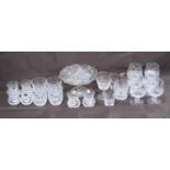Group of crystal and glass to include a comport, brandy glasses, whisky tumblers and liqueur glasses