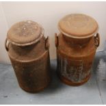 Two metal milk churns and covers marked 'East Kilbride Dairy'.  (2)