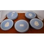Collection of Wedgwood blue Jasper ware to include Christmas plates, commemorative plates etc.