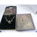 Collection of assorted costume necklaces to include strings of South Sea-style pearls, pearl-set