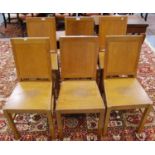 Set of six oak church chairs.  (6)