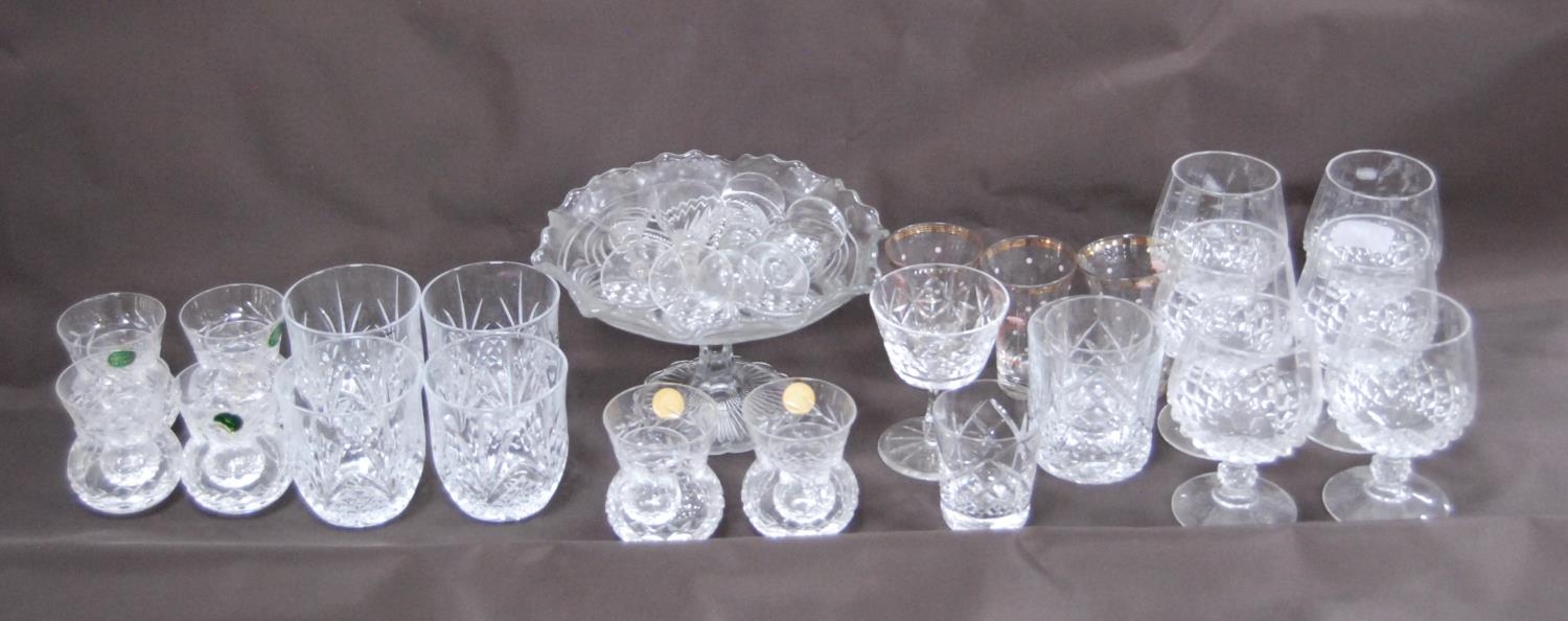 Group of crystal and glass to include a comport, brandy glasses, whisky tumblers and liqueur glasses - Image 2 of 3
