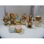 Group of Beswick Beatrix Potter figures to include Benjamin Bunny, Miss Tiggy Winkle, Miss