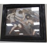 After Jacob Tintoretto The Wedding of Ariadne and Bacchus Print, in ebonised frame.