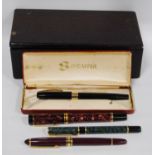 Parker fountain pen with 18k gold nib, a Waterman of France fountain pen, a Sheaffer fountain pen