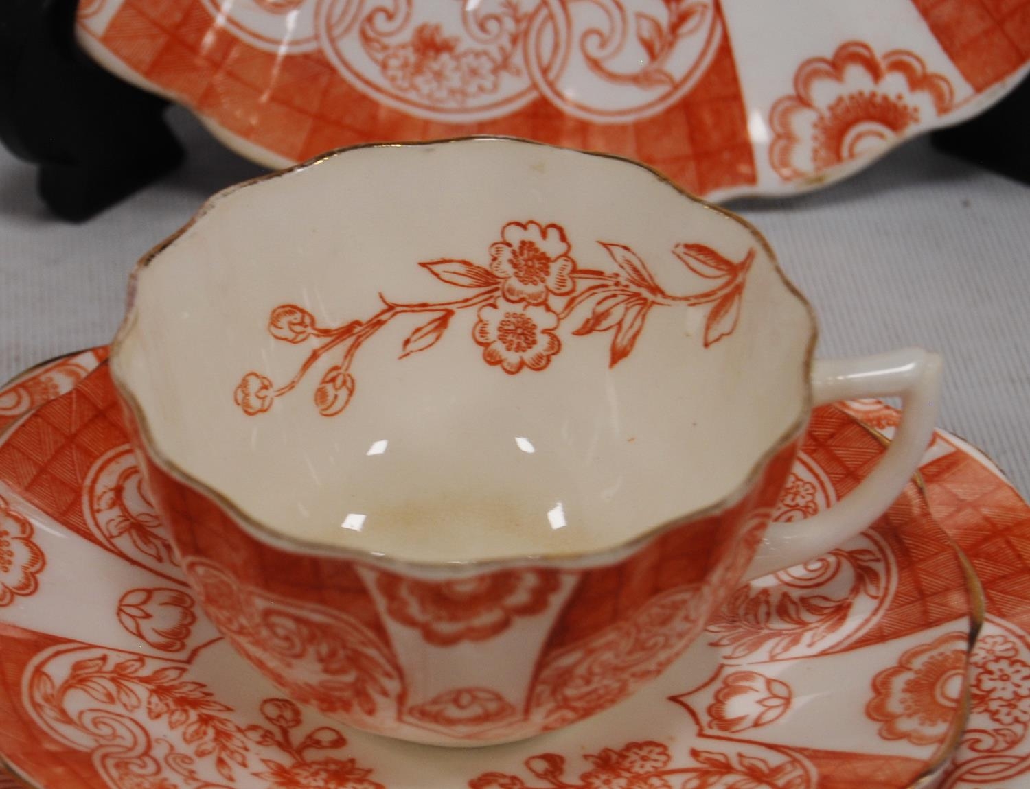 Part china tea set in the style of Wileman & Co., comprising six cups, six saucers, six side plates, - Image 3 of 6