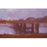 John Alexander Halliday (Scottish, b. 1933) The Bridge, Kirkcudbright, 1997 Oil on board, 40.5cm x