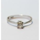 Diamond solitaire ring with old-cut brilliant, approximately .4ct, in 18ct white gold, size O.