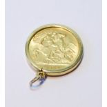 Gold half sovereign, 1914, 9ct loose mount, 5.2g.