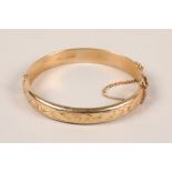 Ladies 9ct gold stiff bangle; gross weight 12.7g