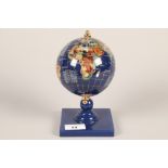 Miniature specimen hardstone globe; 20cm high