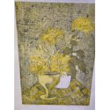 Dilys Hallybone 'Autumn flowers' limited edition pencil signed lithograph, in frame