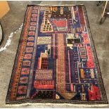 Blue ground Middle Eastern rug, 200cm x 117cm