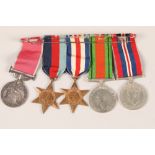 WWII Medal group and ribbons including Meritorious Service Medal, 1939-1945 Star, and France and