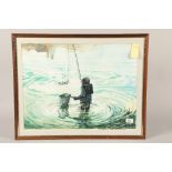J D Pitts ' Fisherman' watercolour on paper, pencil signed in frame