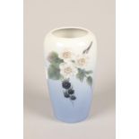 Royal Copenhagen vase; decorated with blackberries and blossom; 1437 / 747 to base; 15cm high