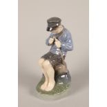 Royal Copenhagen figure; The Whittler Boy; 905 to base; 18cm high