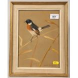 Ralston Gudgeon; Stonechat; watercolour on paper; signed and framed