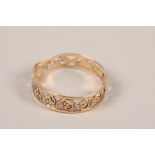9 carat yellow gold pierced ring; ring size Q1/2; gross weight 1.1g