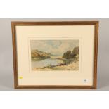 J Morris ' Fishing boat moored on the beach' watercolour, signed in frame