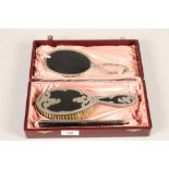 White metal and Ebony three piece dressing set