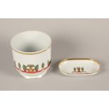 Limoges for Cartier cache pot and matching ashtray; decorated with animals; 15cm and 17cm