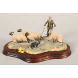Border Fine Arts model of a farmer with sheep dog and sheep