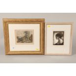 Friedrich Gauermann ' Der Brunner aus Zell am See ' coloured print , in frame with Bryan Evans '